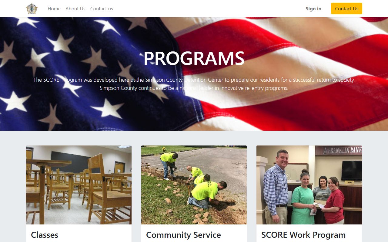 Simpson County SCORE classes community service and reentry program information